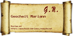 Gescheit Mariann névjegykártya